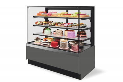 Витрина Кондитерская Vete II kub lux 130, Серый матовый/шлифованная нержавейка (VG033.B7016M)