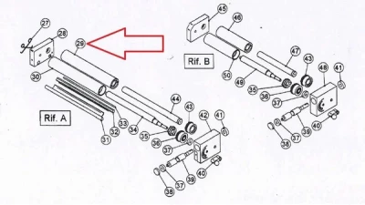 Вал раскаточный внутренний RSR29_40/40P для машин тестораскаточных серии R