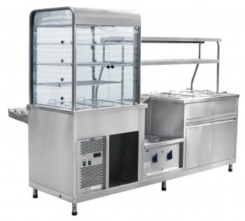 Прилавок-витрина холодильный мармитный универсальный ПВХМ-70КМУ нерж. витрина справа, 2275 мм в Москве