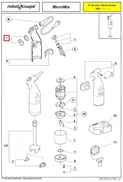 Кнопка в сборе 89211 для ручного миксера (гомогенизатора) т.м. Robot Coupe, серии Micromix в Москве