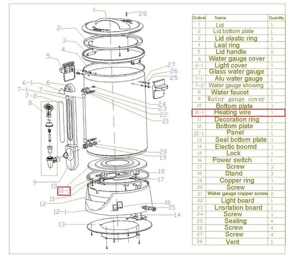 ТЭН #10-1 1,6 кВт для кипятильника т.м. EKSI, серии WBE, мод. WBE 16T в Москве