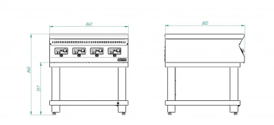 Плита индукционная тип ПИ, модель ПИ49П–3,5 без воздуховода, на крашеной подставке