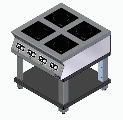 Плита индукционная тип ПИ, модель ПИ49П–3,5-02  на подставке, с воздуховода,полн. из нерж. стали