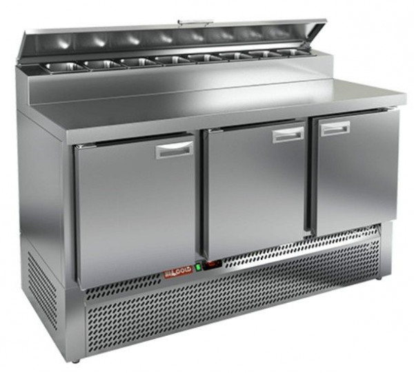 PZE2-111/GN (1/6H) стол для пиццы охл.(+2+10), 3 двери, 1485х700х850мм, ниж.распол.агрегата в Москве