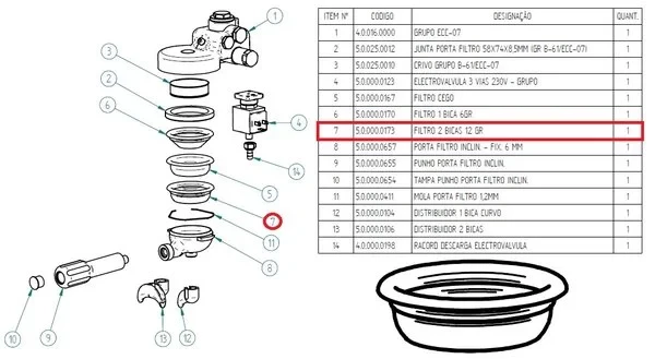 Фильтр-заглушка 5.0.000.0173 для кофемашины серии Atlantic в Москве