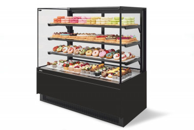 Витрина Кондитерская Vete II kub 130, Чёрный муар/Металлик (VG033.B9005M)