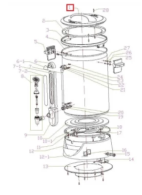 Крышка #1 для кипятильника т.м. EKSI серии WBE, мод. WBE 20T