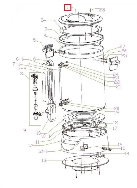 Крышка #1 для кипятильника т.м. EKSI серии WBE, мод. WBE 20T в Москве